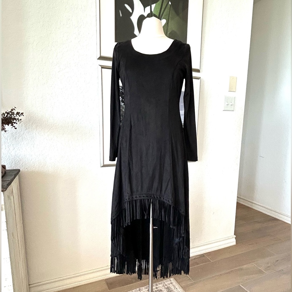 NWT Brontë High Low Suede Look Fringe Dress Western Boho Sz S - Picture 4 of 11